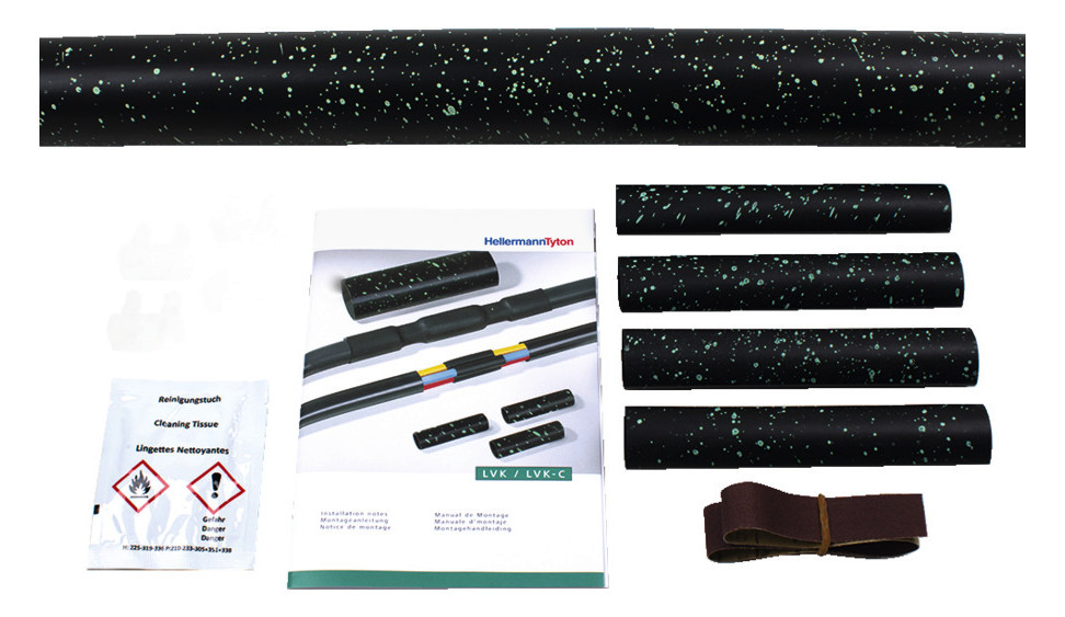 1St. Hellermann Tyton 380-04007 Warmschrumpf-Verbindungsgarnitur LVK-5x6-25 PO-X BK