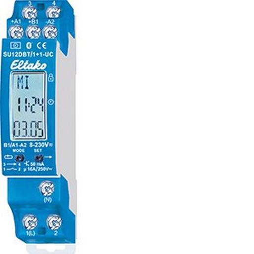 1St. Eltako 2-Kanal-Schaltuhr SU12DBT/1+1-UC m.Display u.Bluetooth