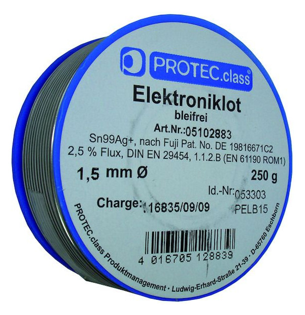 1St. PROTEC.class PELB15 Elektr.lot bleif. 1,5mm Sn99Ag0,3