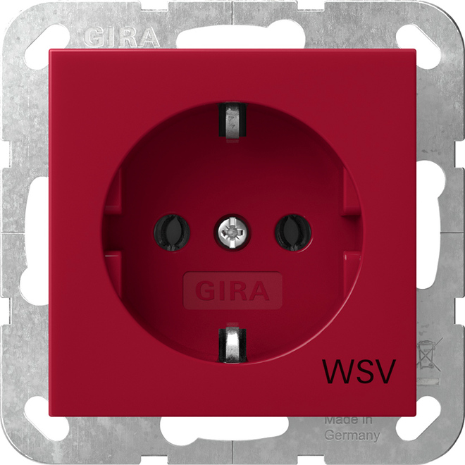 1St. Gira 4188108 SCHUKO-Steckdose 16A 250V mit Aufdruck WSV, Rot glänzend