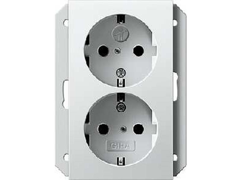 1St. Gira 273127 Schuko 2fach SH f. UP-Dose 1fach System 55 Reinweiß matt