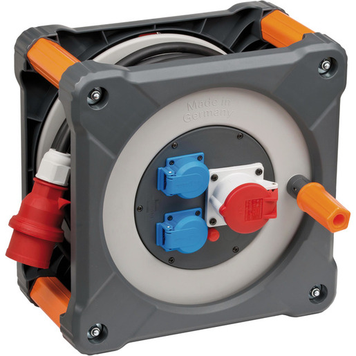 30m Brennenstuhl 9222300100 professionalLINE Baustellen-Kabeltrommel mit CEE-Stecker, CEE-Steckdose und 2  Seckdos