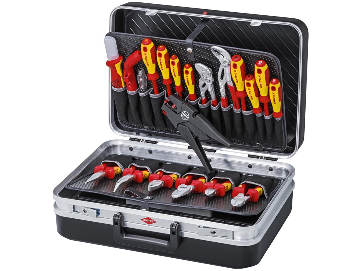 1St. Knipex 00 21 20 VDE Werkzeugkoffer Elektro TOP (Meisterkoffer) ABS-Koffer 20-tlg., Farbe schwarz 415 x 300 x 160 mm