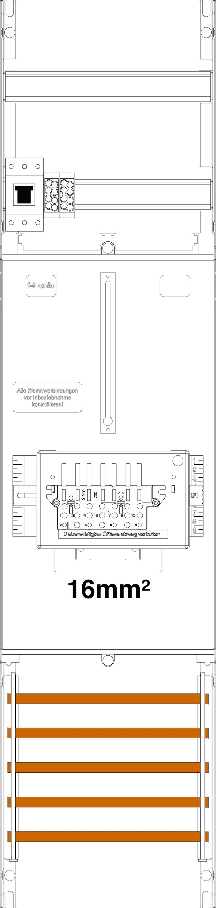 1St. F-Tronic Z1B-16-ZSK-HSP Zählerfeld Z1B-16-ZSK-HSP, 1-feldrig, H=1050mm, 1-3.HZ, 16mm², 1 ZSK-Set, 1 HSP 7141507