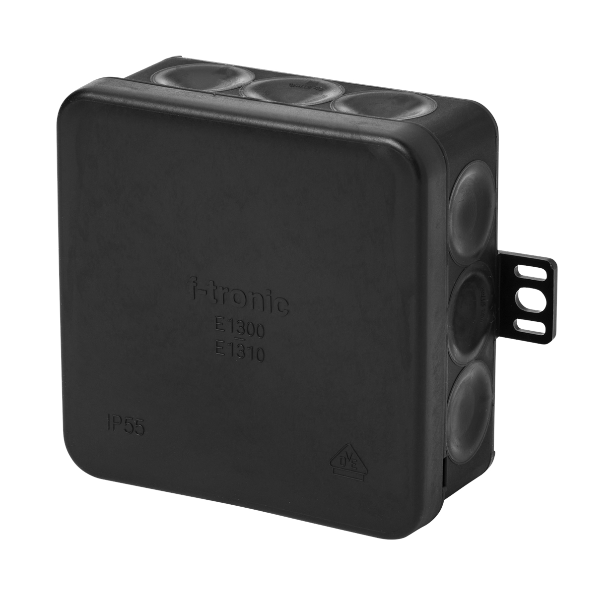 10St. F-Tronic E1300sw FR Abzweigkasten E1300sw, 85x85x37mm, IP55, sw/sw, mit Durchstoßmembran 7340474