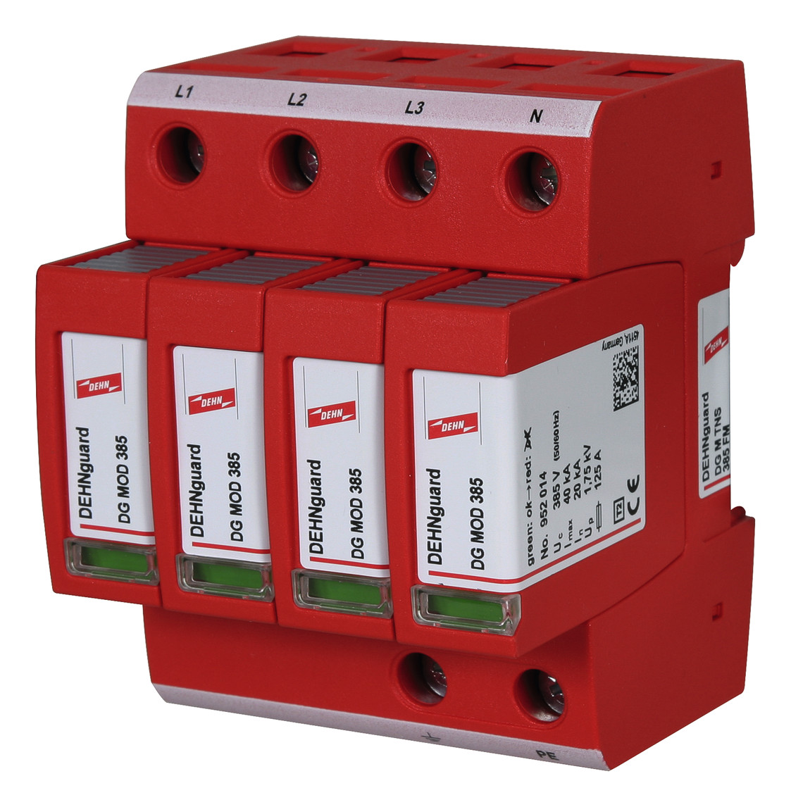 1St. Dehn 952409 Überspannungsableiter Typ 2 Dehnguard M 4-polig für TN-S-Systeme DG M TNS 385 FM