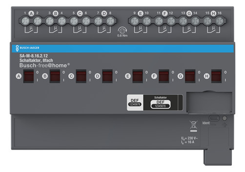 1St. Busch-Jaeger SA-M-8.16.2.12 Schaltaktor, 8fach 16 A, REG für Busch-free@home® grau 2CDG510026R0021