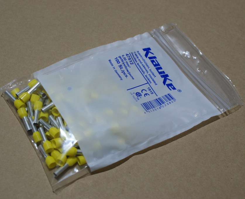 100St. Klauke 47518 Aderendhülsen DIN 46228 Teil 4 isoliert 6qmm 18mm lang Cu galvanisch verzinnt 475/18