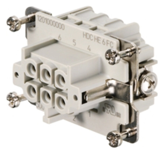 1St. Weidmüller 1201000000 Kontakteinsatz (Industriesteckverbinder), Buchse, 500 V, 24 A, Polzahl: 6, Crimpanschluss, Ba