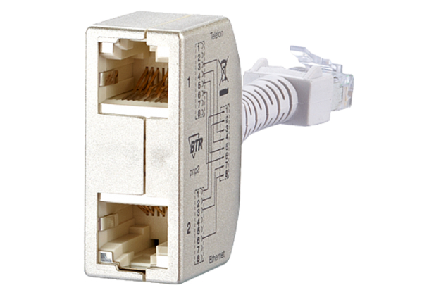 1St. BTR 130548-02-E Cable sharing Adapter pnp 2 Tel/Eth.