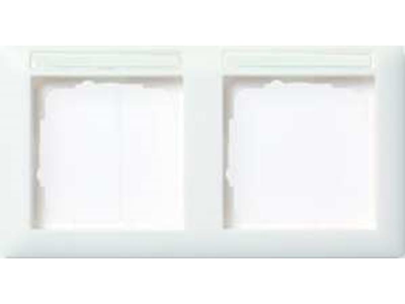 1St. Gira 109227 Abdeckrahmen 2fach waager. mit Beschriftungsfeld Standard 55 Reinweiß matt