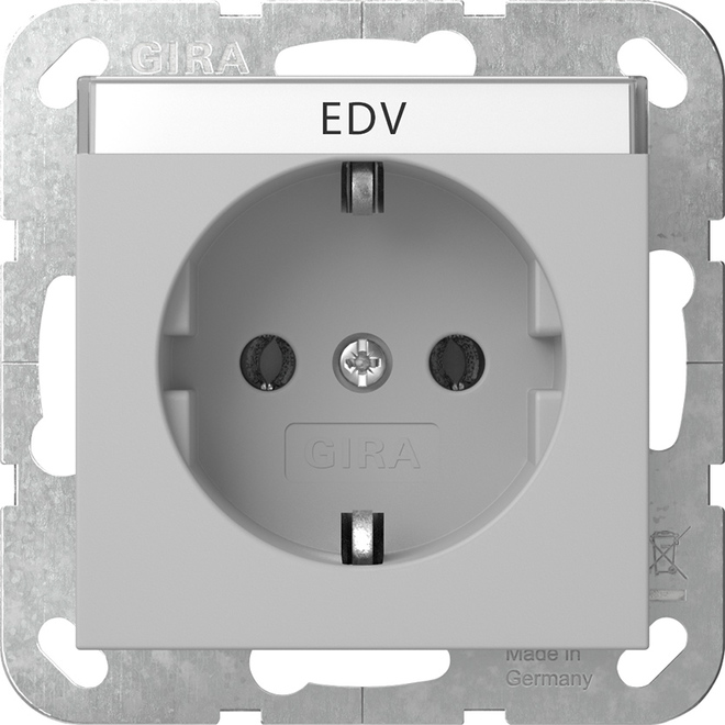 1St. Gira 4457015 Steckdose 16A 250V mit Beschriftungsfeld, Grau matt