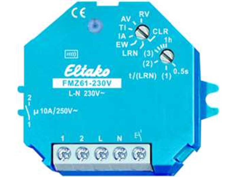 1St. Eltako FMZ61-230V Funkaktor Multifunktions-Zeitrelais 230V. 1 Schließer pot.frei 10A/250V AC, Glühlampen 2000 W 301