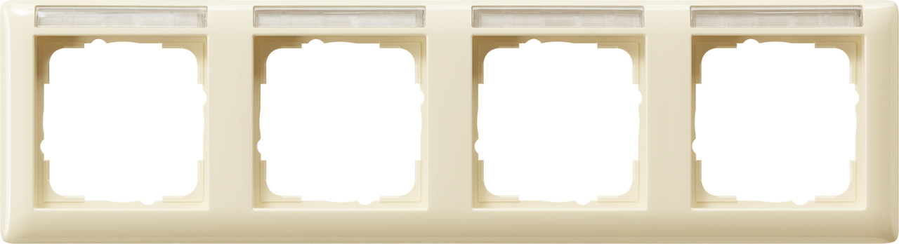 1St. Gira 109401 Rahmen 4fach waager. mit Beschriftungsfeld Standard 55 Cremeweiß
