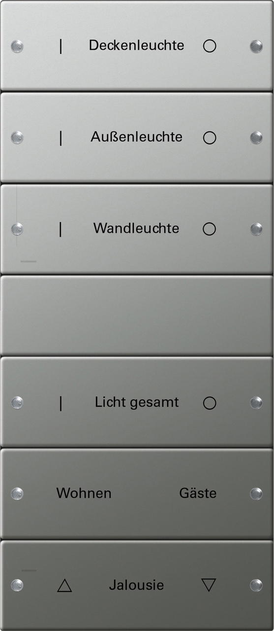 1St. Gira 2136602 Wippenset 6f (3+3) beschr. System 55 Edelstahl