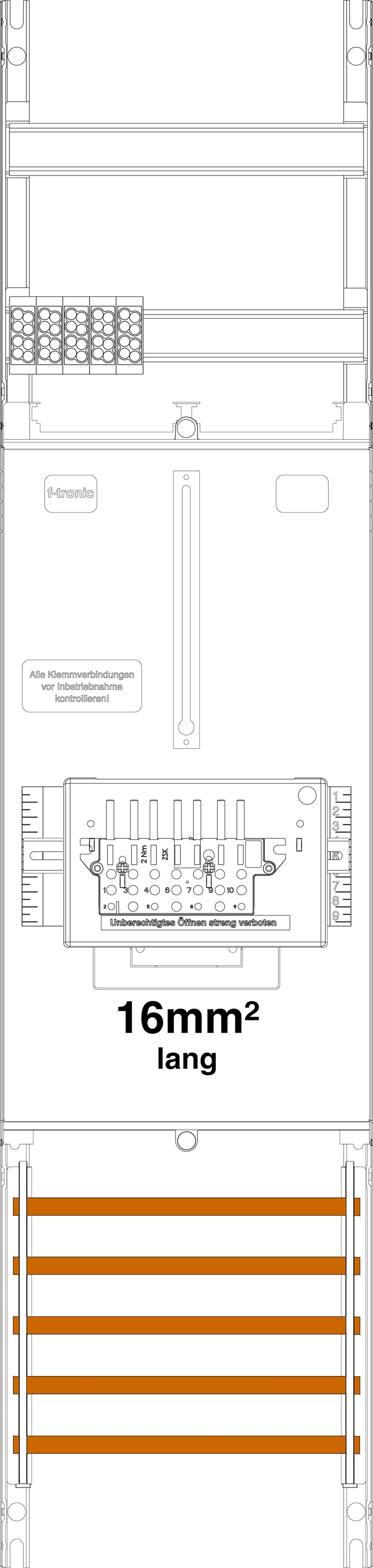1St. F-Tronic Z1B-16L-ZSK Zählerfeld Z1B-16L-ZSK, 1-feldrig, H=1050mm, 1-3.HZ, 16mm² lange Kabel, 1 ZSK-Set 7141458