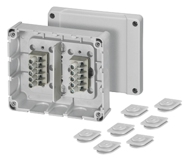 2St. Hensel DP 9222 Kabelabzweigkasten 1,5-2,5 qmm 3phasig, 4 qmm 1ph., 2x 5pol. Klemmen 6000042 DP9222