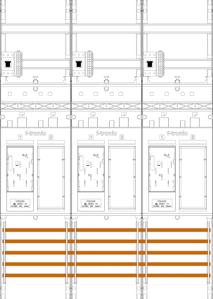 1St. F-Tronic ER36-HSP Zählerfeld ER36-HSP, 3-feldrig, H=1050mm, 3-eHZ, 3 HSP, 3 Res. 7141053