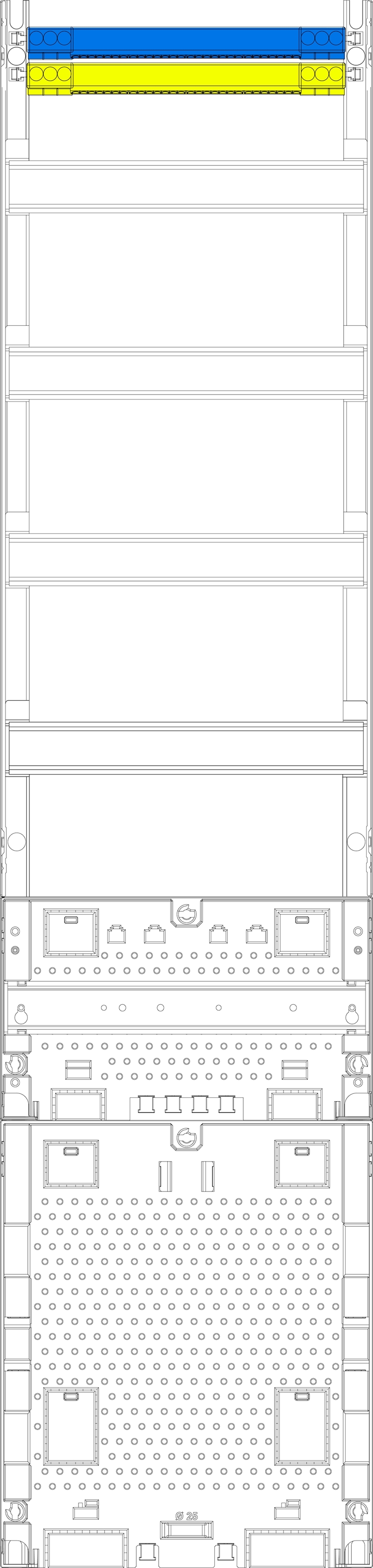 1St. F-Tronic V17APZORFZ Verteilerfeld V17APZORFZ, 1-feldrig, H=1050mm, 4-reihig, APZ-Platz ohne APL-Set, zRfZ 7141630