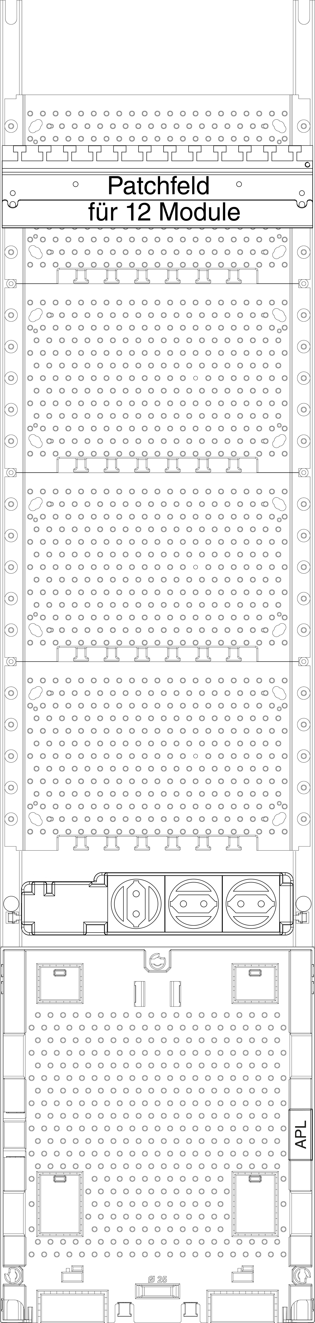 1St. F-Tronic KX7APZ-MP2 Multimediafeld KX7APZ-MP2, 1-feldrig, H=1050mm, APZ-Platz, inkl. APL-Set, mit MVAP2 7141683