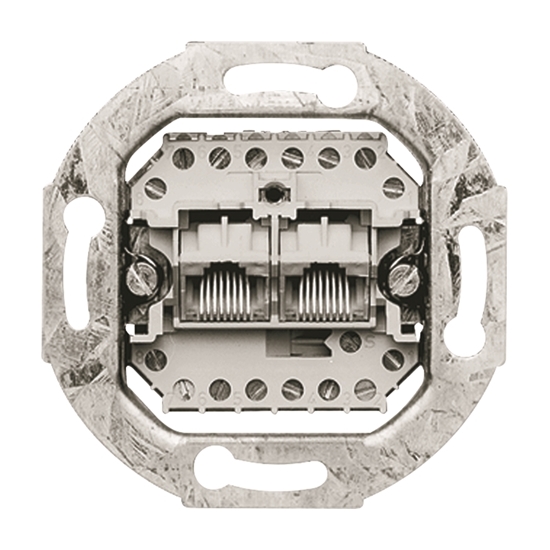 1St. Busch-Jaeger 0215 UAE-Anschlussdose mit Schrägauslass, 2 Steckbuchsen, 8/8-polig