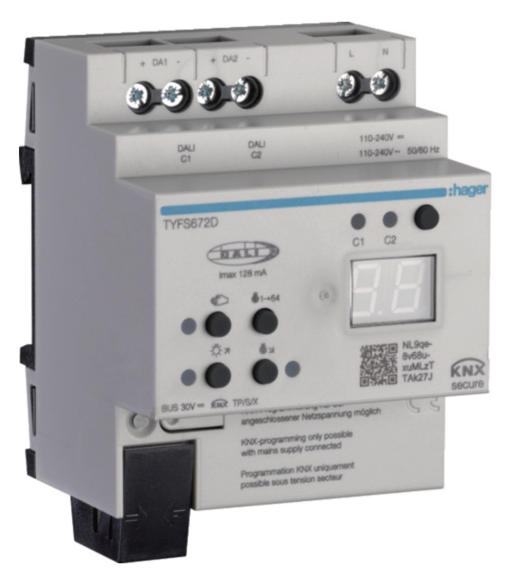 1St. Hager TYFS672D KNX/DALI 2 Gateway, Secure, 2 Fach