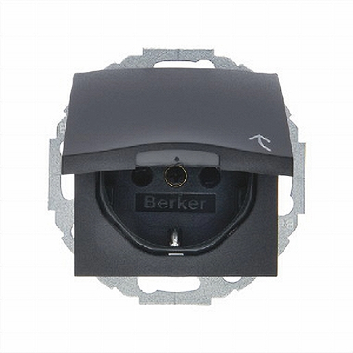 1St. Berker 47441606 Steckdose mit Klappdeckel u. erh Berührungsschutz B.3/B.7 anthrazit matt