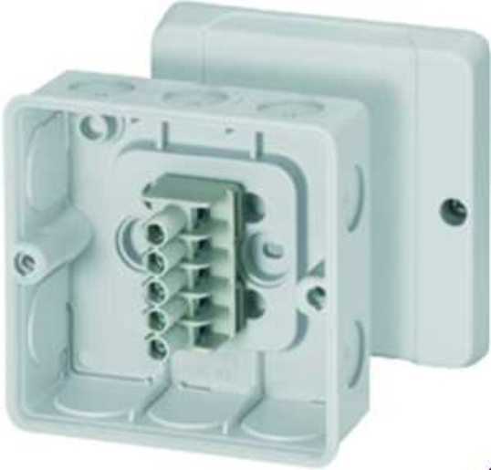 1St. Hensel DE 9345 Kabelabzweigkasten 1,5-4 qmm 3phasig, 6 qmm 1phasig, 5pol. Klemme 62000268 DE9345