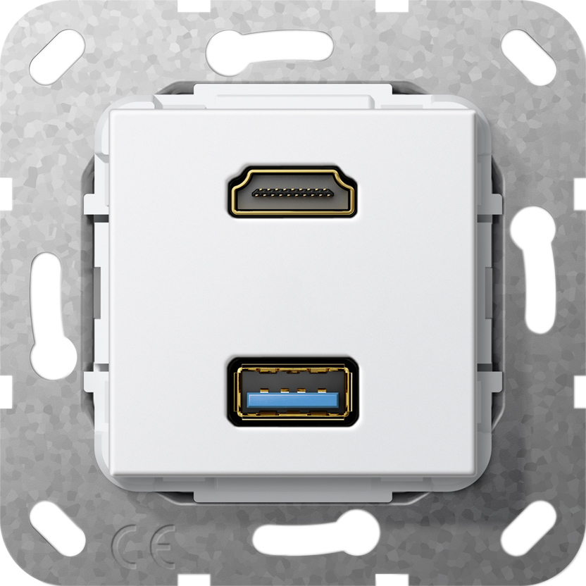 1St. Gira 567803 HDMI USB 3.0 A Kpl. Einsatz Reinweiß