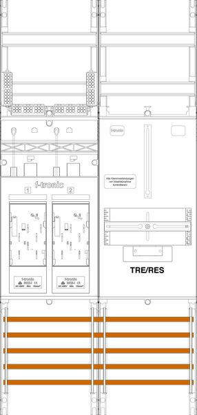 1St. F-Tronic E16DSR1B Zählerfeld E16DSR1B, 2-feldrig, H=1050mm, 2-eHZ mit DS, 1 TRE 7141174