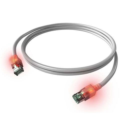 1St. Easylan CS1OAADAD0010 DualBoot LED Patchkabel, Kat. 6A ISO/IEC, geschirmt, grau 1,0m