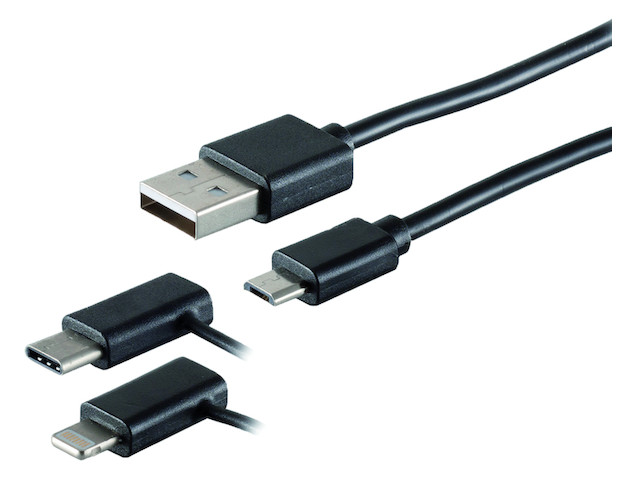 1St. Protec.class PUSB L2 USB Lade-Sync Kabel 3in1, 2m