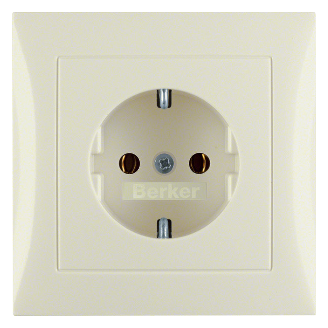 1St. Berker 47428982 Steckdose SCHUKO mit Abdeckplatte S.1 Weiss glänzend