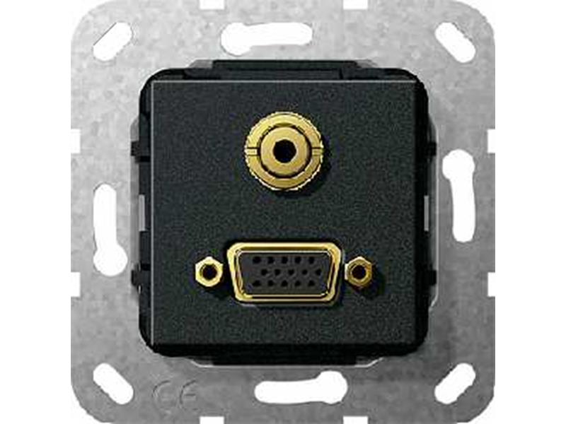 1St. Gira 565910 VGA 15-p M-Klinke K-Peitsche Einsatz Schwarz m