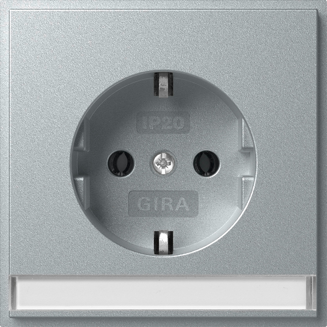 1St. Gira 446265 Steckdose 16A 250V mit Beschriftungsfeld und Shutter (IP20) TX_44, Aluminium