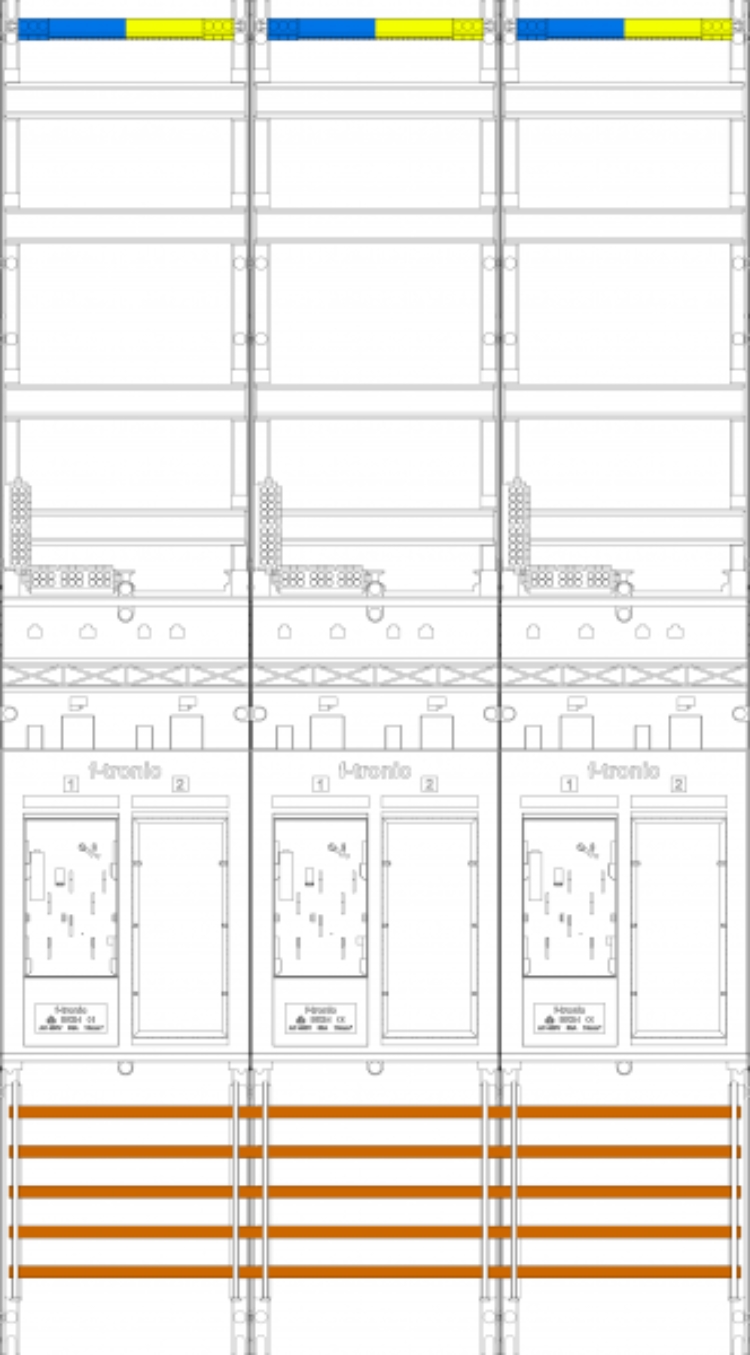 1St. F-Tronic ER39 Zählerfeld ER39, 3-feldrig, H=1350mm, 3-eHZ, 3 Res. 7143003