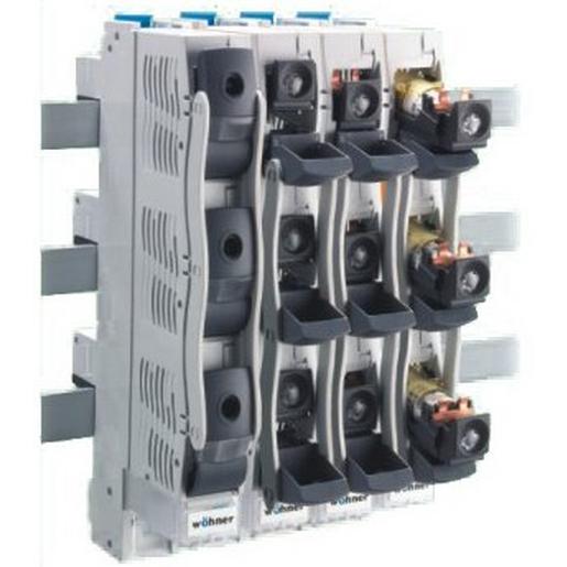 1St. Wöhner 31158 D0-Reiter-Lasttrennschalter mit Sicherungen für D01 und D02-Sicherungen E18 / 63 A / 3P