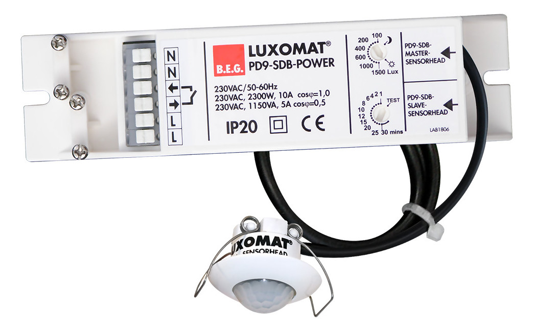 1St. B.E.G. 92912 Mini-Präsenzmelder speziell für Feuchträume PD9-M-1C-SDB-IP65-DE weiß