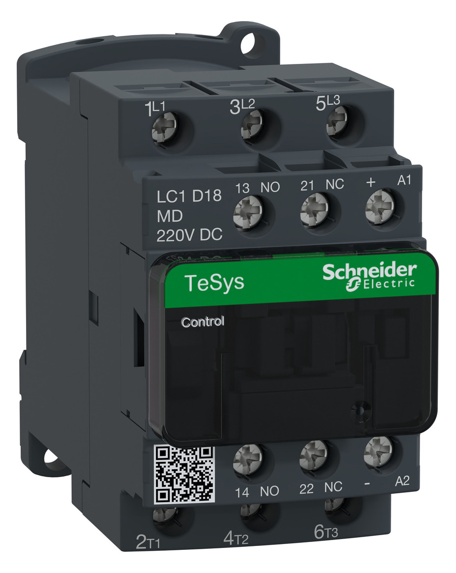 1St. Schneider Electric LC1D18MD Leistungsschütz LC1D 3p, +1S+1Ö, 7.5 kW, 18 A, 400 V AC3, Spule 220 V DC