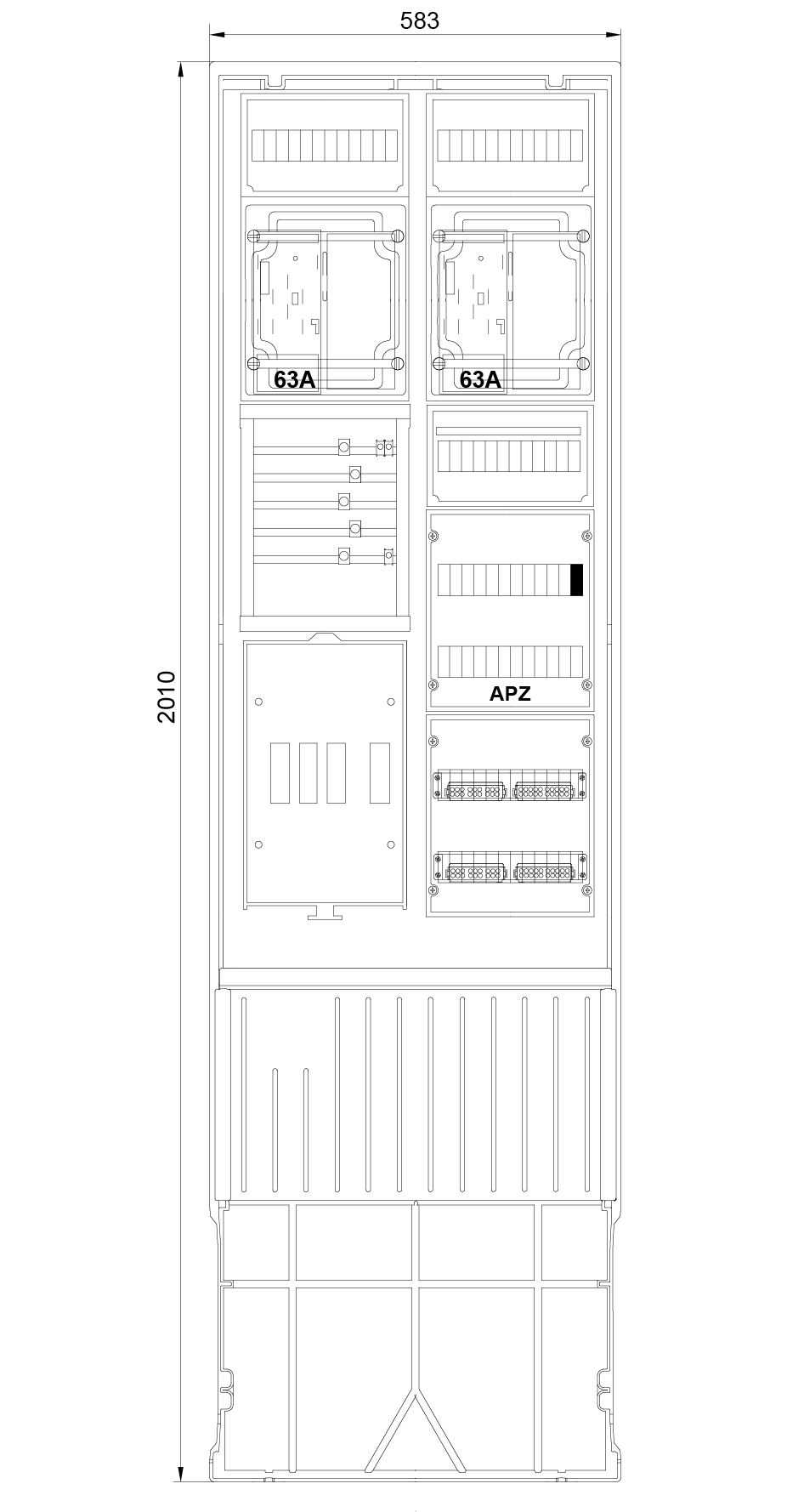 1St. F-Tronic ZSA202-2-2eHZ-APZ-HA Zähleranschlusssäule 2-feldrig, H=2010mm, 2-eHZ, Haube geschl., ZSA202-2-2eHZ-APZ-HAK-HG 7160162