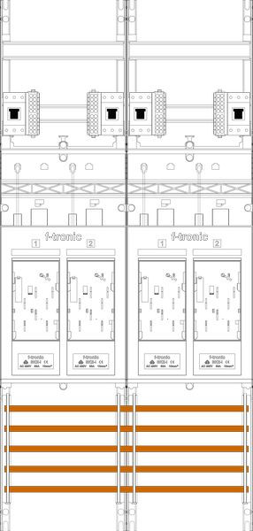 1St. F-Tronic E216DS-HSP Zählerfeld E216DS-HSP,H=1050mm, 2-feldrig, 4-eHZ mit DS, 4 HSP 7141220