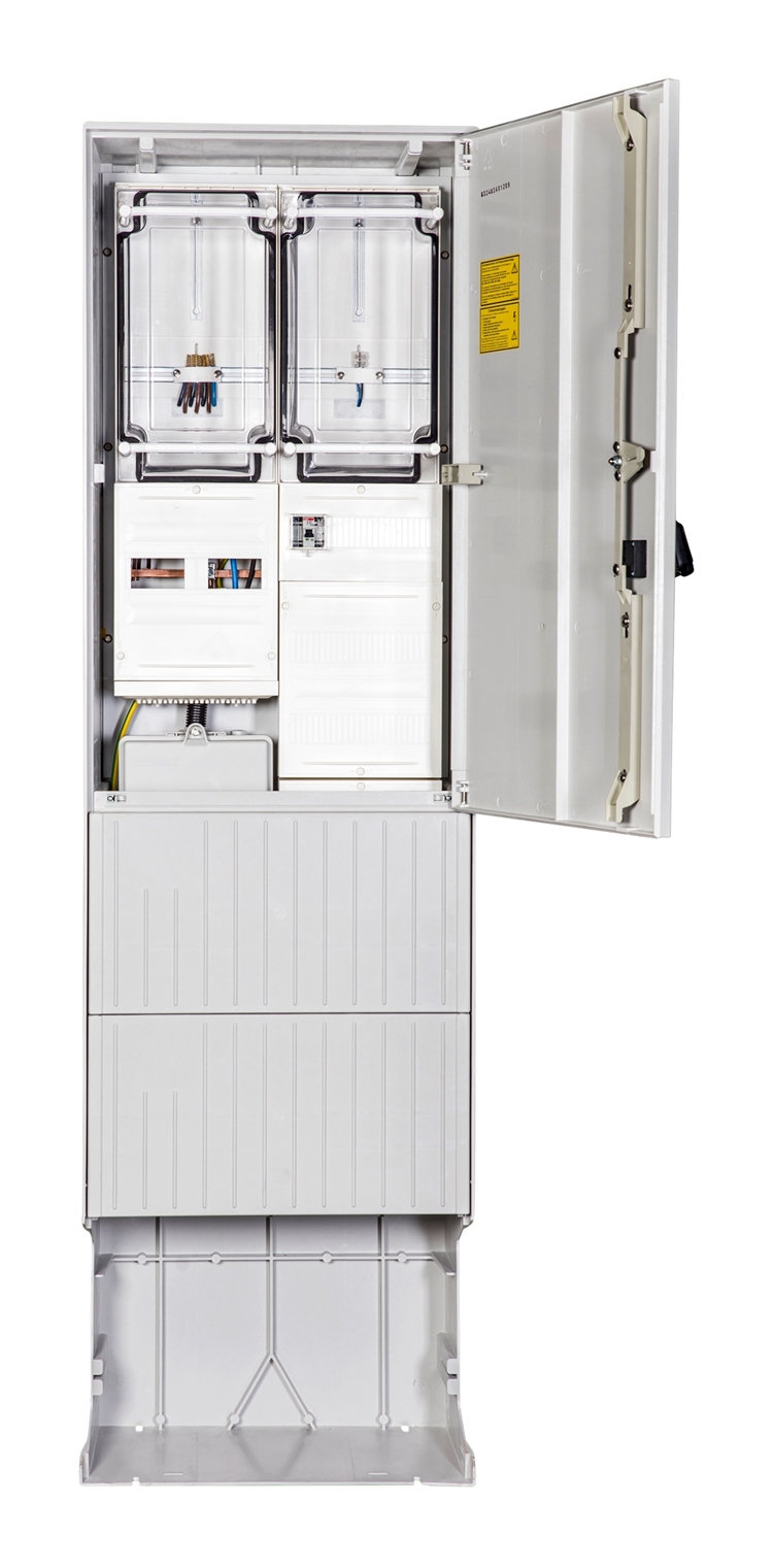 1St. F-Tronic ZSA202-2-ZK-APZ-TSG Zähleranschlusssäule 2-feldrig, H=2010mm, 3.HZ, Haube geschl., ZSA202-2-ZK-APZ-TSG-HAK-HG 7160121