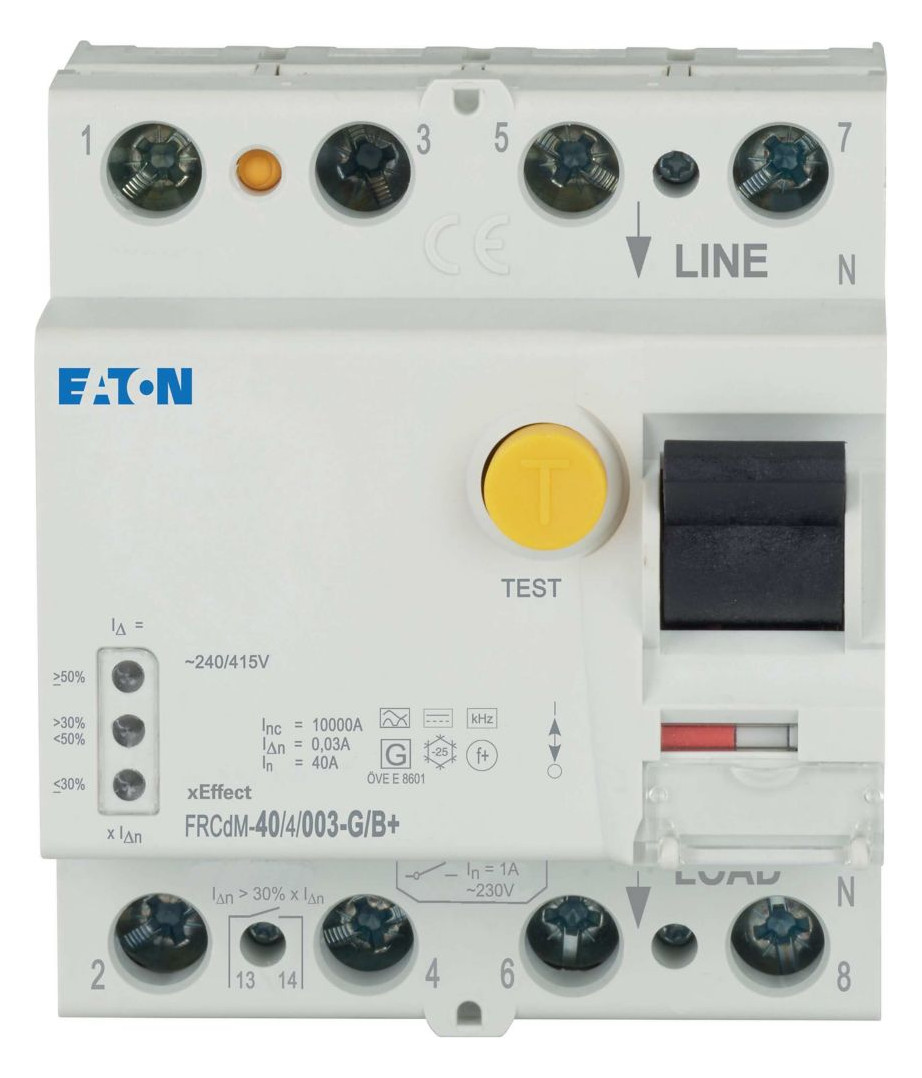1St. Eaton 167881 Digitaler FI-Schalter, allstromsensitiv, 40 A, 4p, 30 mA, Typ G/B+ FRCDM-40/4/003-G/B+