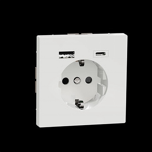 1St. Merten MEG2367-6035 Schuko Steckdose mit USB Ladegerät, Lotosweiß, System Design