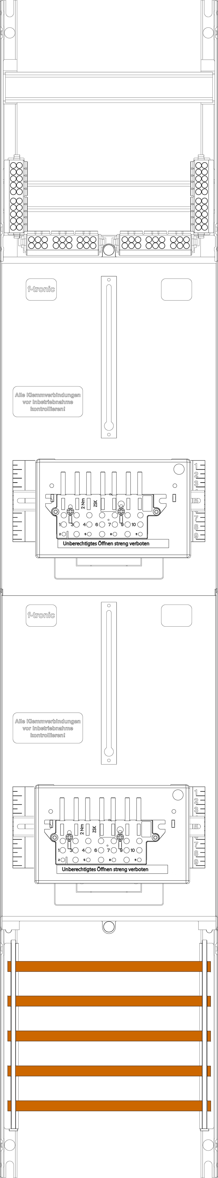 1St. F-Tronic Z16-ZSK Zählerfeld Z16-ZSK, 1-feldrig, H=1350mm, 2-3.HZ, 2 ZSK-Set 7143455