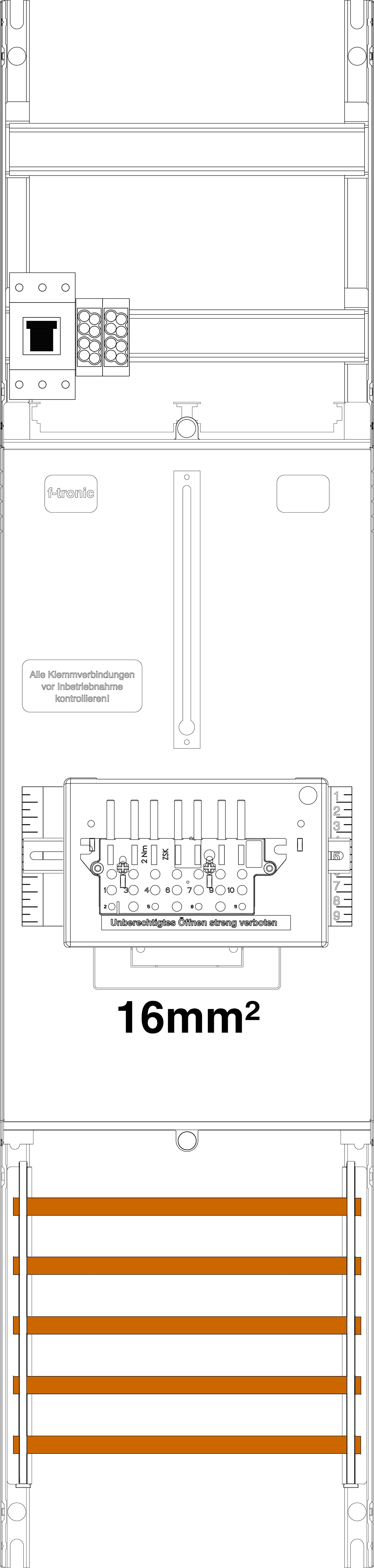 1St. F-Tronic Z1B-16-ZSK-HSP Zählerfeld Z1B-16-ZSK-HSP, 1-feldrig, H=1050mm, 1-3.HZ, 16mm², 1 ZSK-Set, 1 HSP 7141507