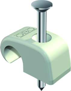 100St. OBO Bettermann 2025/18GR 2228610 Haft-Clip grau für Kabel 4-7mm Nagel 18mm 202518LGR