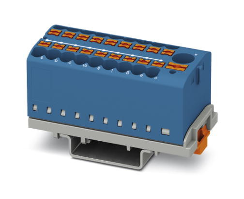 1St. Phoenix PTFIX 6/18X2,5-NS35 BU Verteilerblock Block mit senkrechter Ausrichtung und integrierter Einspeisun