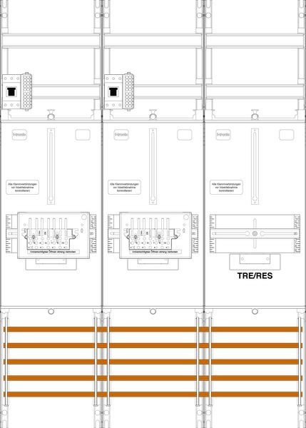 1St. F-Tronic Z21BR1B-ZSK-HSP Zählerfeld Z21BR1B-ZSK-HSP, 3-feldrig, H=1050mm, 2-3.HZ, 2 ZSK-Set, 2 HSP, 1 TRE 7141504