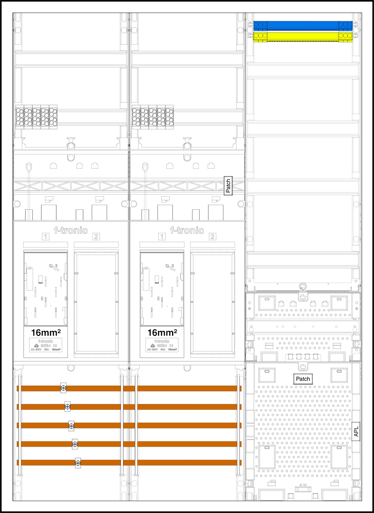 1St. F-Tronic EHZ732APZRFZ-16 EHZ732APZRFZ-16, 2 ZP 16mm², DS, 2 R, 1 VAPZRFZ inkl. APL, 2 PPV,1 PL150 7195680